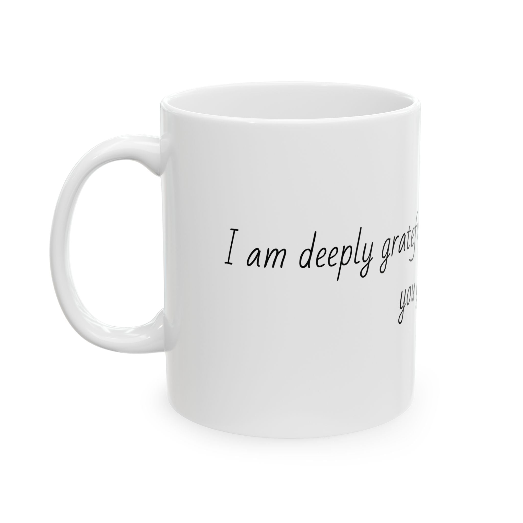 "I am deeply grateful for the peace of mind you gave me." Personalized Doctor Mug - Minimalist Ceramic Coffee Cup for Medical Professionals with quote, wishes, 11oz & 15oz