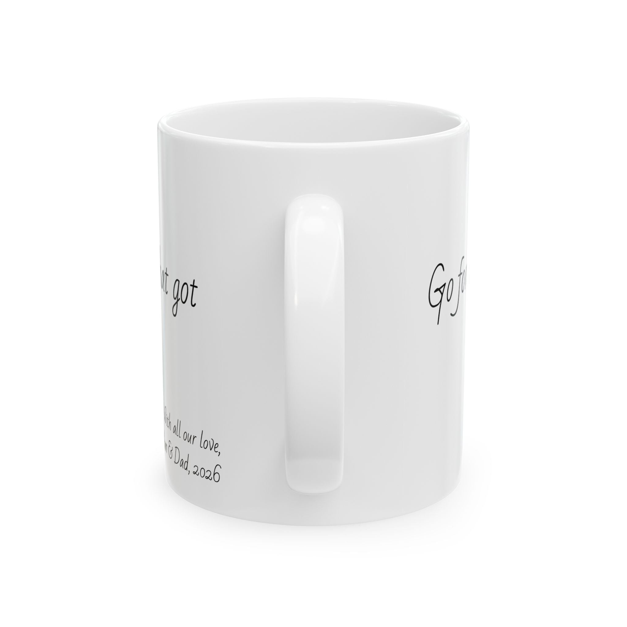 "Go forth and heal with the same heart that got you here." Personalized Doctor Mug - Minimalist Ceramic Coffee Cup for Medical Professionals with quote, wishes, 11oz & 15oz