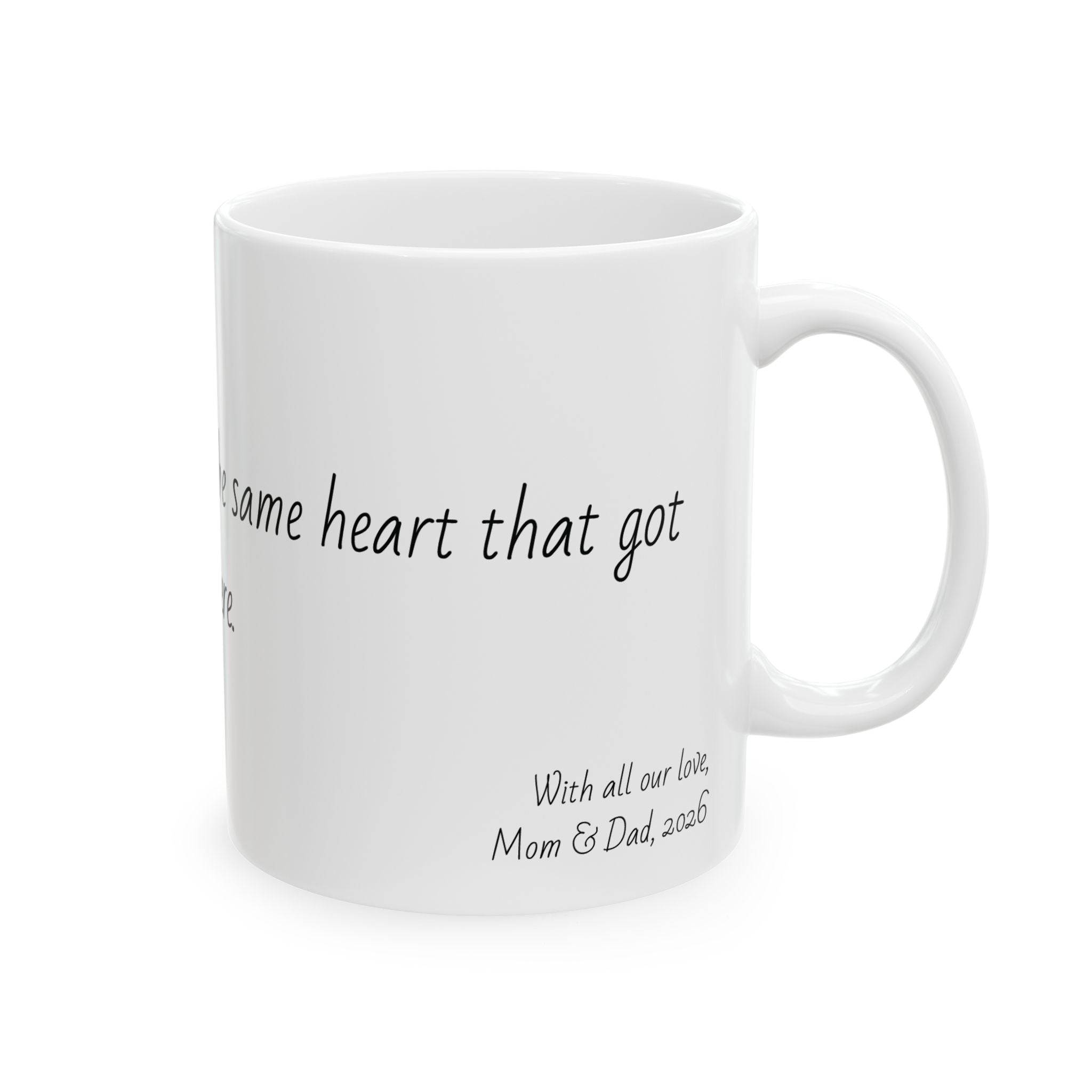"Go forth and heal with the same heart that got you here." Personalized Doctor Mug - Minimalist Ceramic Coffee Cup for Medical Professionals with quote, wishes, 11oz & 15oz