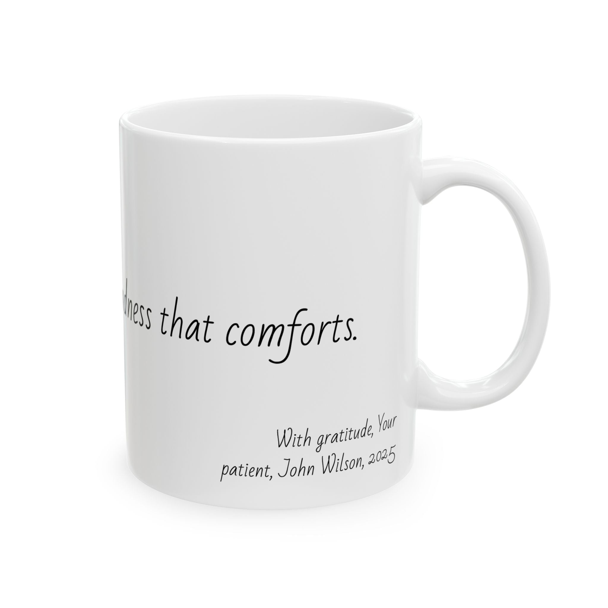 "Expertise that heals, kindness that comforts." Personalized Doctor Mug - Minimalist Ceramic Coffee Cup for Medical Professionals with quote, wishes, 11oz & 15oz