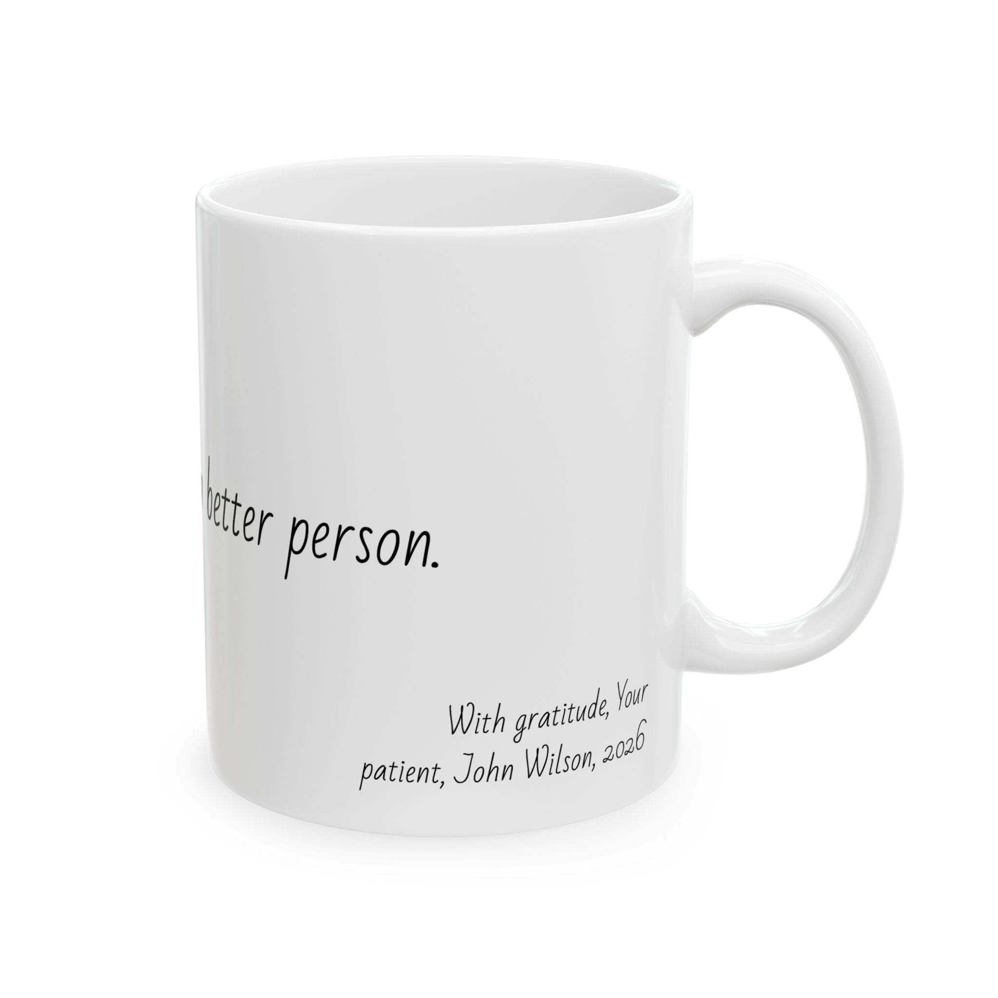 "Great doctor, even better person." Personalized Doctor Mug - Minimalist Ceramic Coffee Cup for Medical Professionals with quote, wishes, 11oz & 15oz