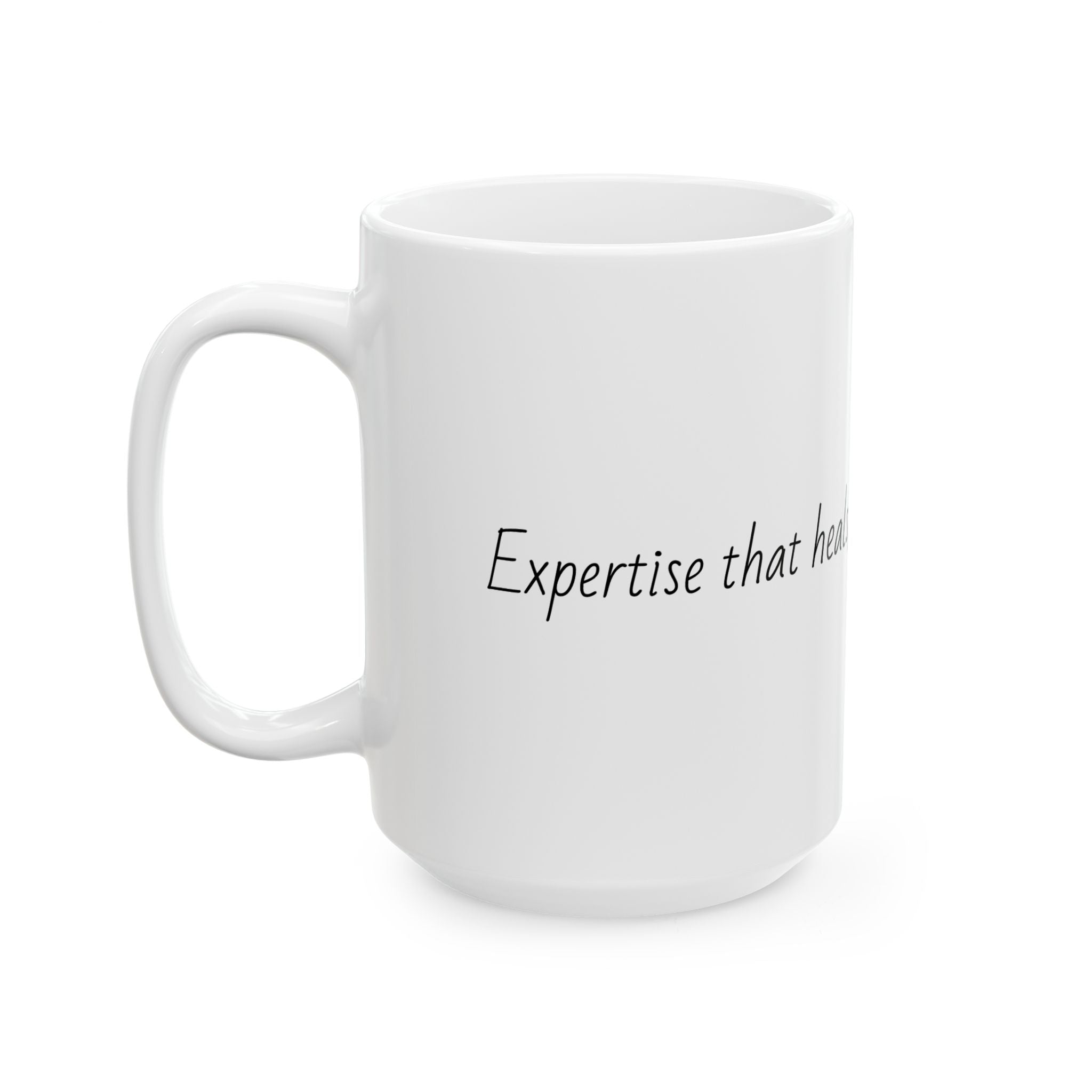 "Expertise that heals, kindness that comforts." Personalized Doctor Mug - Minimalist Ceramic Coffee Cup for Medical Professionals with quote, wishes, 11oz & 15oz