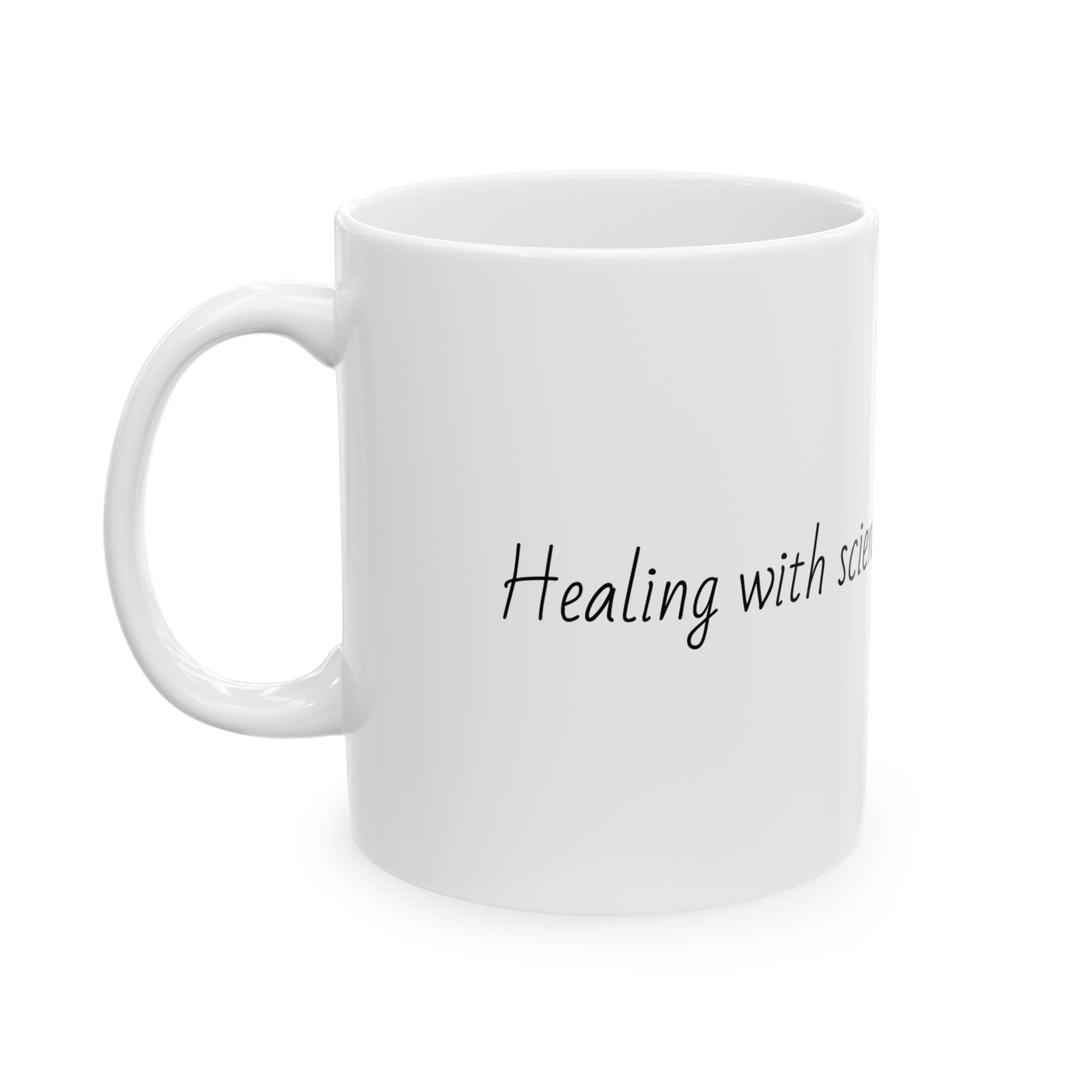 "Healing with science, helping with heart." Personalized Doctor Mug - Minimalist Ceramic Coffee Cup for Medical Professionals with quote, wishes, 11oz & 15oz