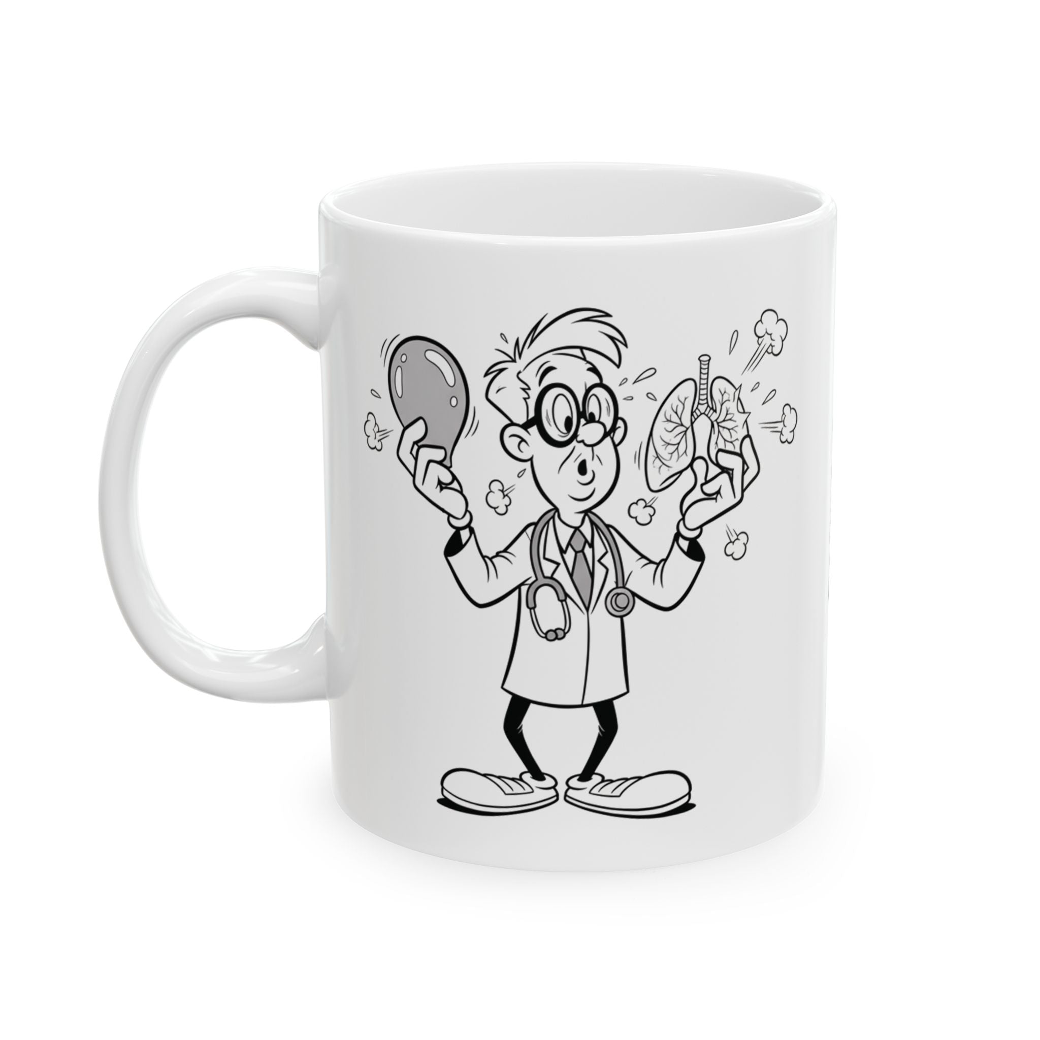 Funny Pulmonologist Coffee Mug - Lung Doctor Gift - White Ceramic Medical Humor Cup, 11oz & 15oz