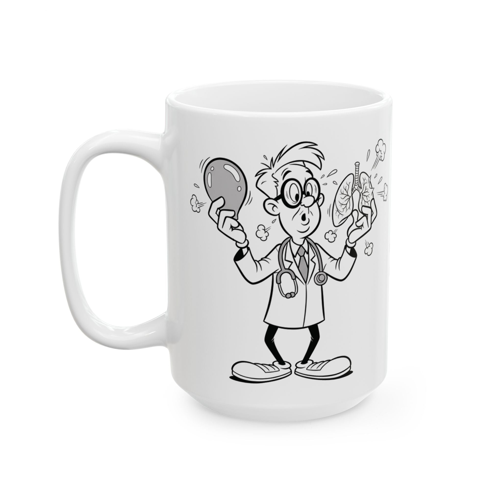 Funny Pulmonologist Coffee Mug - Lung Doctor Gift - White Ceramic Medical Humor Cup, 11oz & 15oz