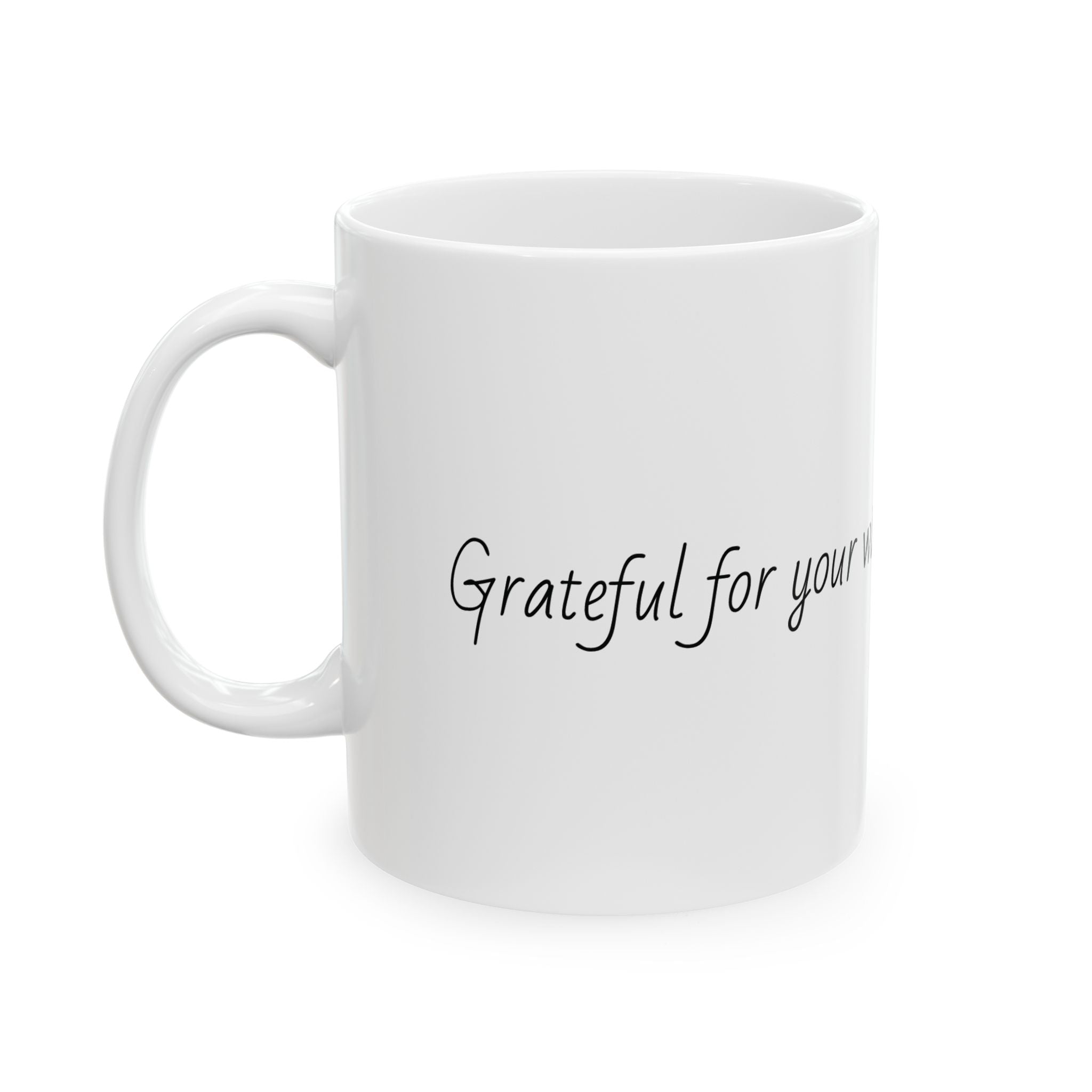 "Grateful for your wisdom and your warmth." Personalized Doctor Mug - Minimalist Ceramic Coffee Cup for Medical Professionals with quote, wishes, 11oz & 15oz