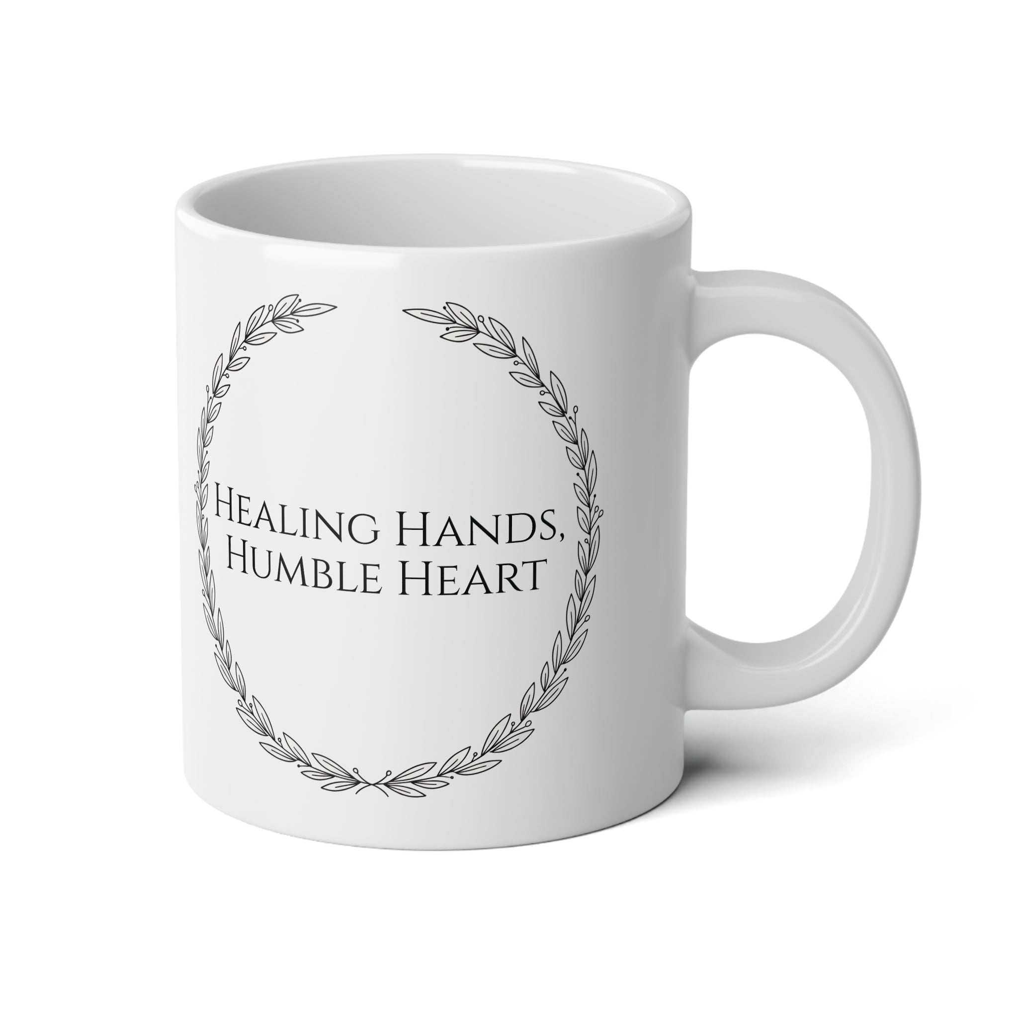 "Healing Hands, Humble Heart" Personalized 20oz Doctor Mug - Black & White Coffee Cup - Medical School Graduation & Physician Gift