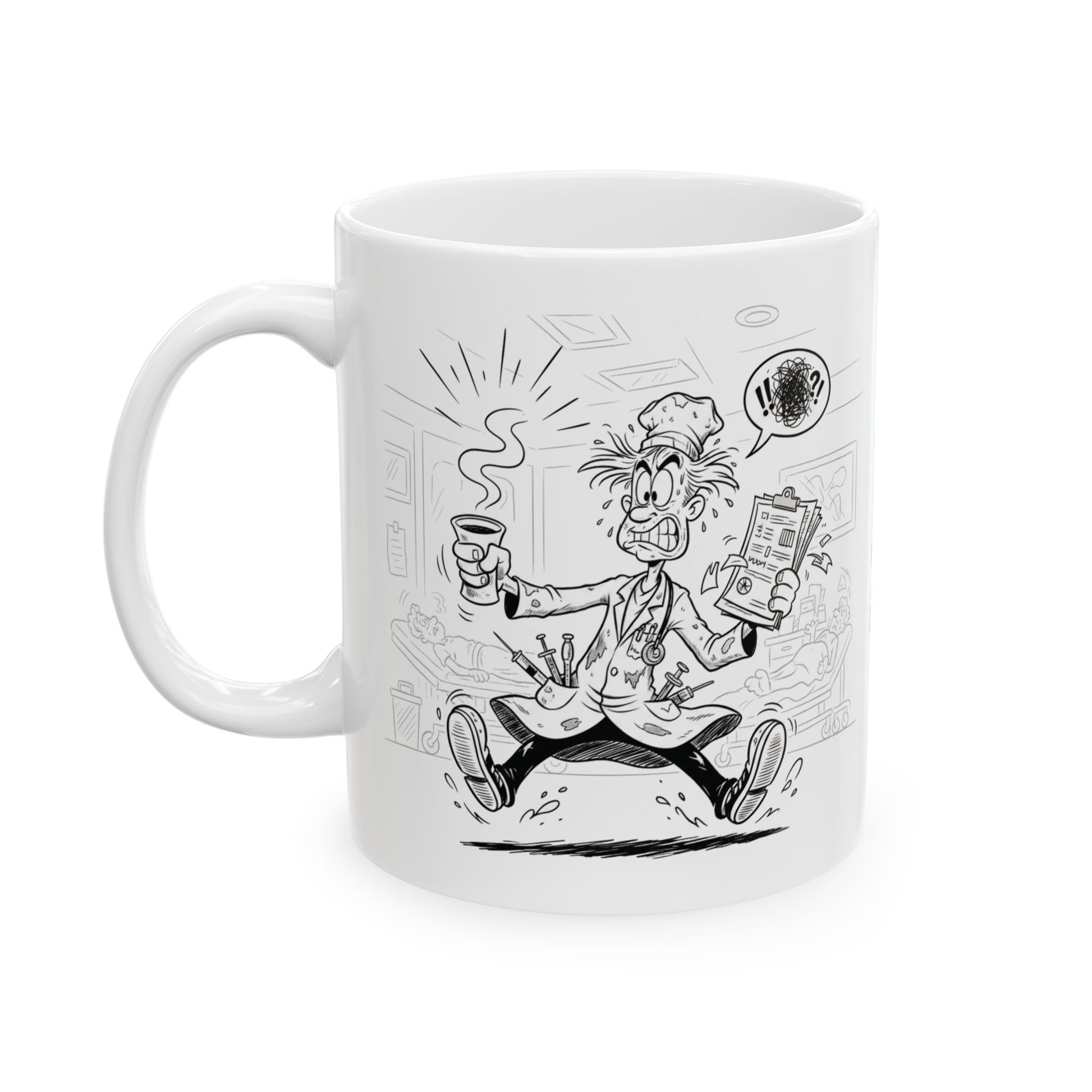 Funny ER Doctor Coffee Mug - Emergency Medicine Gift - ER Physician White Ceramic Medical Humor Cup, 11oz & 15oz