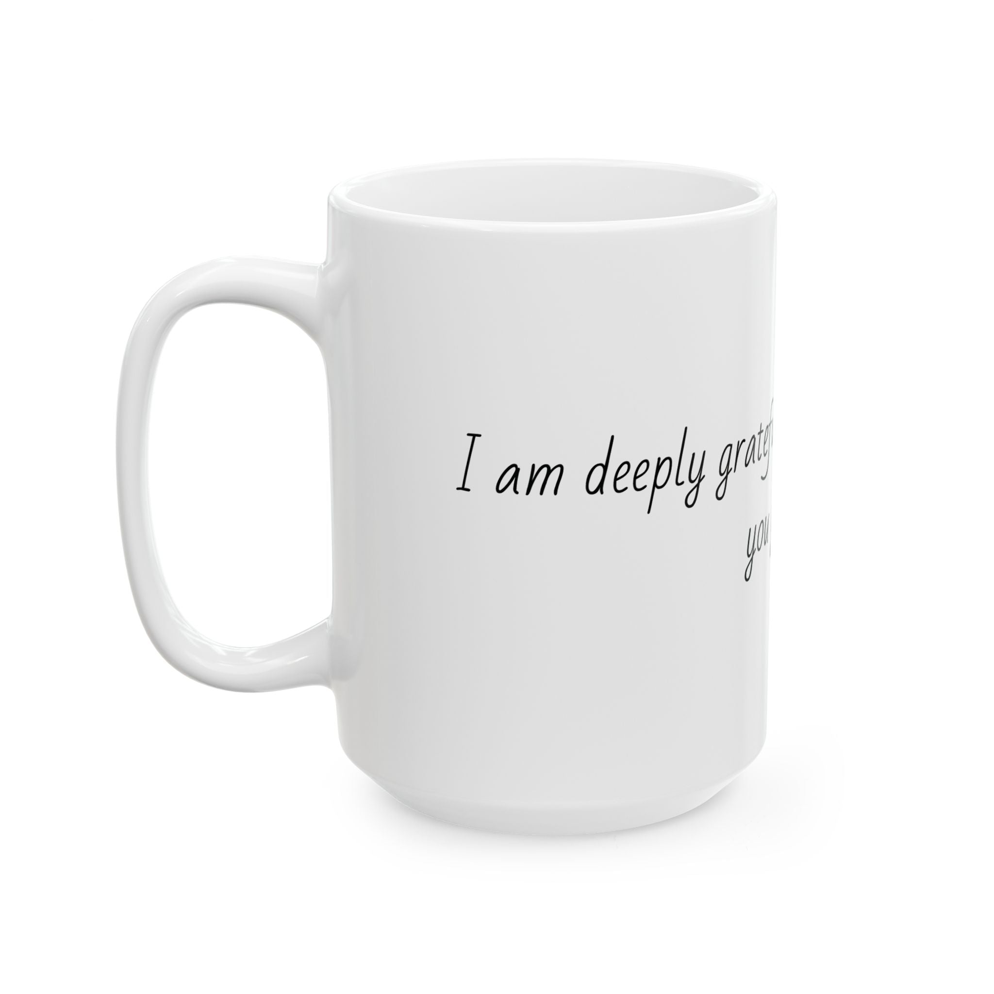 "I am deeply grateful for the peace of mind you gave me." Personalized Doctor Mug - Minimalist Ceramic Coffee Cup for Medical Professionals with quote, wishes, 11oz & 15oz